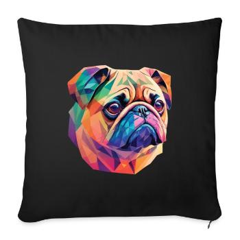 Pug Dog Polygon Art Geometric Pug Dogs - Sofa pillowcase 17,3'' x 17,3'' (45 x 45 cm) - black - Front