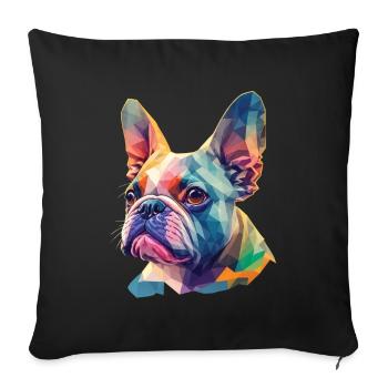 Chien bouledogue français drôle de chiens Art - Housse de coussin décorative 45 x 45 cm - noir - Devant