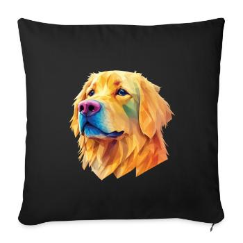 Golden Retriever Hund Hunde Design Polygon Art - Sofakissenbezug 45 x 45 cm - Schwarz - Vorne