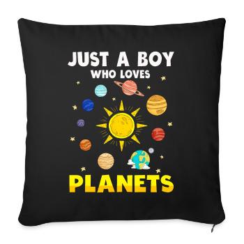 Nur ein Junge, der das Sonnensystem der Planeten liebt - Sofakissenbezug 45 x 45 cm - Schwarz - Vorne