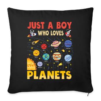 Just A Boy Who Loves Planets Solar System - Sofa pillowcase 17,3'' x 17,3'' (45 x 45 cm) - black - Front