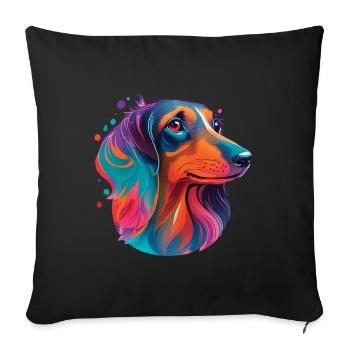 Teckel Teckel Chien Chiens Chiens Chien Amour Pet - Housse de coussin décorative 45 x 45 cm - noir - Devant