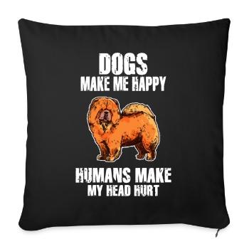 Les chiens me rendent heureux humain me font mal à la tête Doglove - Housse de coussin décorative 45 x 45 cm - noir - Devant
