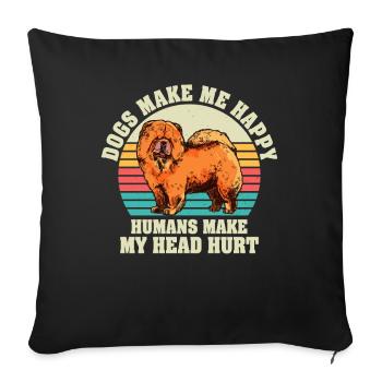Les chiens me rendent heureux humain me font mal à la tête Doglove - Housse de coussin décorative 45 x 45 cm - noir - Devant