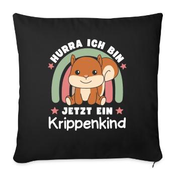 Hooray, I'm a crib child now - Sofa pillowcase 17,3'' x 17,3'' (45 x 45 cm) - black - Front
