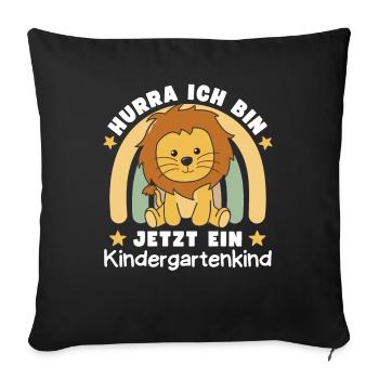 Hourra, je suis maintenant un enfant de maternelle Leo - Housse de coussin décorative 45 x 45 cm - noir - Devant