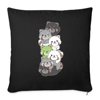 Agender Flag Pride LGBTQ Cute Red Panda Stack - Sofa pillowcase 17,3'' x 17,3'' (45 x 45 cm) - black - Front