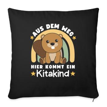 Aus Dem Weg Hier Kommt Ein Kitakind Biber - Sofakissenbezug 45 x 45 cm - Schwarz - Vorne