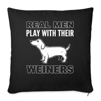 De vrais hommes jouent avec leurs Weiners Dog Sitter - Housse de coussin décorative 45 x 45 cm - noir - Devant