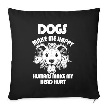 Les chiens me rendent heureux humain me font mal à la tête Doglove - Housse de coussin décorative 45 x 45 cm - noir - Devant