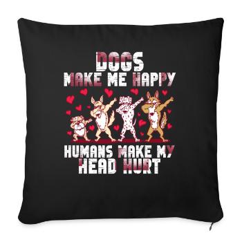 Les chiens me rendent heureux humain me font mal à la tête Doglove - Housse de coussin décorative 45 x 45 cm - noir - Devant