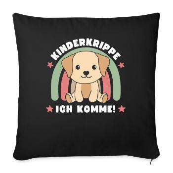 Kinderkrippe Ich Komme! Hund - Sofakissenbezug 45 x 45 cm - Schwarz - Vorne