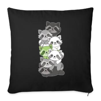 Agender Flag Pride LGBTQ Cute Raccoon Stack - Sofa pillowcase 17,3'' x 17,3'' (45 x 45 cm) - black - Front