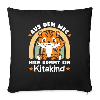 Aus Dem Weg Hier Kommt Ein Kitakind Tiger - Sofakissenbezug 45 x 45 cm - Schwarz - Vorne