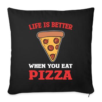 La vie est meilleure quand vous mangez pizza pizza chef - Housse de coussin décorative 45 x 45 cm - noir - Devant
