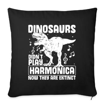 Harmonikaspieler für Munharmonika Spieler - Sofakissenbezug 45 x 45 cm - Schwarz - Vorne