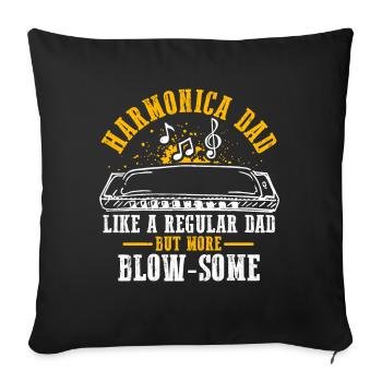 Harmonikaspieler für Munharmonika Spieler - Sofakissenbezug 45 x 45 cm - Schwarz - Vorne