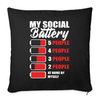 My Social Battery Maverick - Sofa pillowcase 17,3'' x 17,3'' (45 x 45 cm) - black - Front