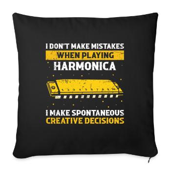 Harmonikaspieler für Munharmonika Spieler - Sofakissenbezug 45 x 45 cm - Schwarz - Vorne