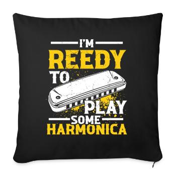 Mundharmonikaspieler Zitat für Mundharmonika - Sofakissenbezug 45 x 45 cm - Schwarz - Vorne