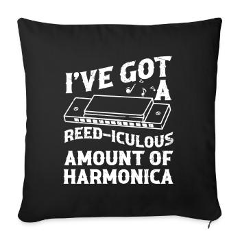Mundharmonika Instrument und Mundharmonika - Sofakissenbezug 45 x 45 cm - Schwarz - Vorne