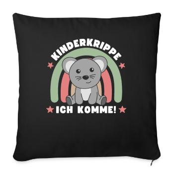Kinderkrippe Ich Komme! Maus - Sofakissenbezug 45 x 45 cm - Schwarz - Vorne
