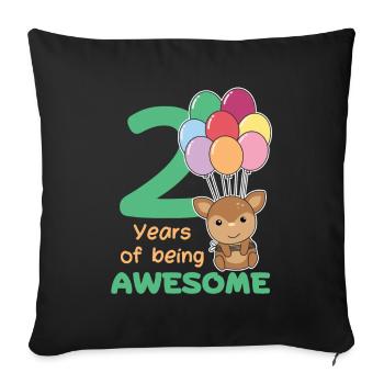 Cerf pour les enfants de 2e anniversaire de deux ans - Housse de coussin décorative 45 x 45 cm - noir - Devant