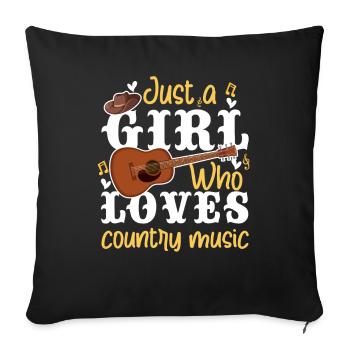 Juste une fille qui aime la musique country - Housse de coussin décorative 45 x 45 cm - noir - Devant