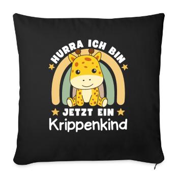 Hooray, I'm a crib child now - Sofa pillowcase 17,3'' x 17,3'' (45 x 45 cm) - black - Front