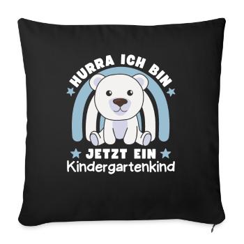 Hourra, je suis maintenant un enfant de maternelle Polar Bear - Housse de coussin décorative 45 x 45 cm - noir - Devant