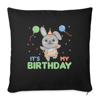 Lapin pour anniversaire pour les enfants c’est mon anniversaire - Housse de coussin décorative 45 x 45 cm - noir - Devant