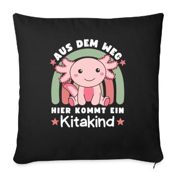 Aus dem Weg Hier Kommt Ein Kitakind Axolotl - Sofakissenbezug 45 x 45 cm - Schwarz - Vorne