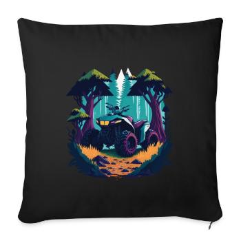 Quad Bike Offroad Dirt Racing Cartoon Design - Sofa pillowcase 17,3'' x 17,3'' (45 x 45 cm) - black - Front