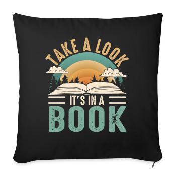 Jetez un coup d’œil C’est dans un rat de bibliothèque de lecture de livre - Housse de coussin décorative 45 x 45 cm - noir - Devant