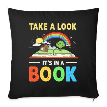 Jetez un coup d’œil C’est dans un rat de bibliothèque de lecture de livre - Housse de coussin décorative 45 x 45 cm - noir - Devant