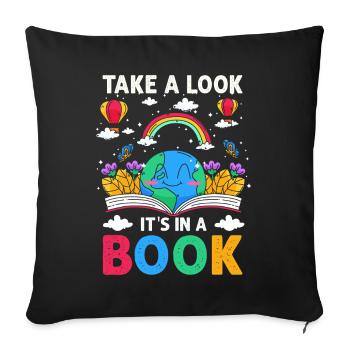 Jetez un coup d’œil C’est dans un rat de bibliothèque de lecture de livre - Housse de coussin décorative 45 x 45 cm - noir - Devant