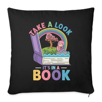 Jetez un coup d’œil C’est dans un rat de bibliothèque de lecture de livre - Housse de coussin décorative 45 x 45 cm - noir - Devant