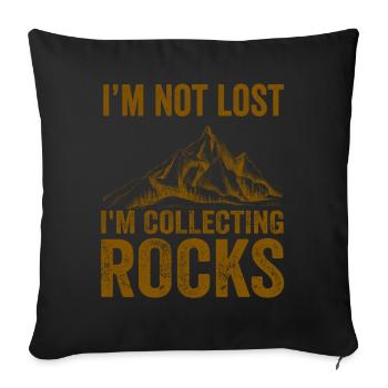 Je ne suis pas perdu Je collectionne des roches Drôle de géologie - Housse de coussin décorative 45 x 45 cm - noir - Devant