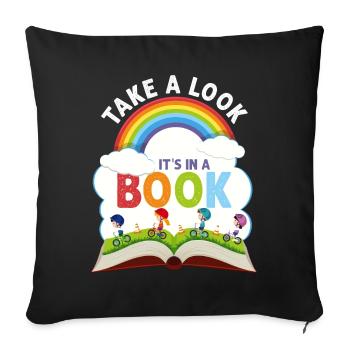 Jetez un coup d’œil C’est dans un rat de bibliothèque de lecture de livre - Housse de coussin décorative 45 x 45 cm - noir - Devant