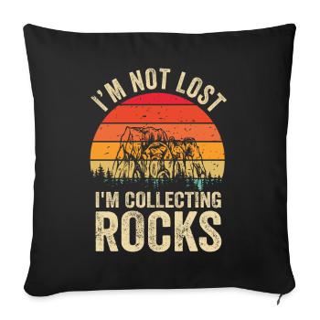 Je ne suis pas perdu Je collectionne des roches Drôle de géologie - Housse de coussin décorative 45 x 45 cm - noir - Devant