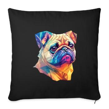 Polygon Kunst Mops Hund Design Hunde Liebhaber - Sofakissenbezug 45 x 45 cm - Schwarz - Vorne