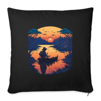 Hobby Angler Freedom Fishing and Fishing Design - Sofa pillowcase 17,3'' x 17,3'' (45 x 45 cm) - black - Front