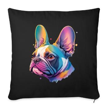 Bouledogue Français Fidèles Chiens Ami Chien - Housse de coussin décorative 45 x 45 cm - noir - Devant