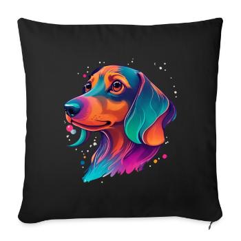 Teckel, chien, fidèle compagnon et amour pour animaux de compagnie - Housse de coussin décorative 45 x 45 cm - noir - Devant