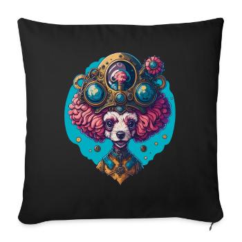 Funny Steampunk Poodle Vintage Dog Design - Sofa pillowcase 17,3'' x 17,3'' (45 x 45 cm) - black - Front