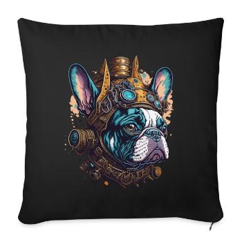 Steampunk French Bulldog Retro Dog Design - Sofa pillowcase 17,3'' x 17,3'' (45 x 45 cm) - black - Front