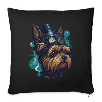 Steampunk Yorkshire Terrier vintage retro dog - Sofa pillowcase 17,3'' x 17,3'' (45 x 45 cm) - black - Front