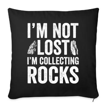 Je ne suis pas perdu Je collectionne des roches Drôle de géologie - Housse de coussin décorative 45 x 45 cm - noir - Devant