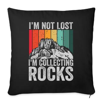 Je ne suis pas perdu Je collectionne des roches Drôle de géologie - Housse de coussin décorative 45 x 45 cm - noir - Devant