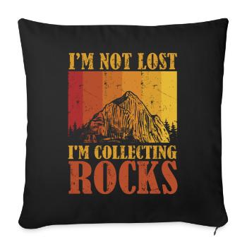 Je ne suis pas perdu Je collectionne des roches Drôle de géologie - Housse de coussin décorative 45 x 45 cm - noir - Devant